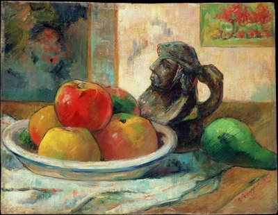 Still Life with Apples, a Pear and a Ceramic Portrait Jug by Paul Gauguin